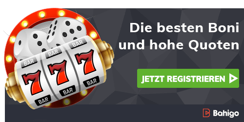 Bonus Banner mit Spielautomat und Registrieren Button