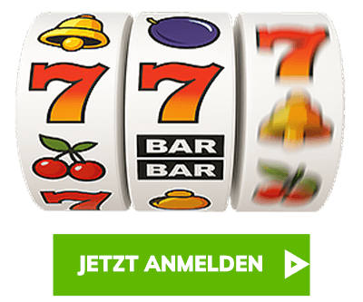 Drehende Slot Walzen über dem grünen Anmelden Button